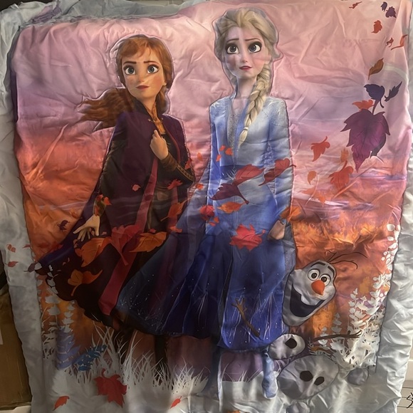 Disney Frozen Toddler 2 Piece Bed Set Reversible Comforter Flat Sheet - Picture 7 of 8